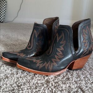 Black and Brown Western Ankle Boots